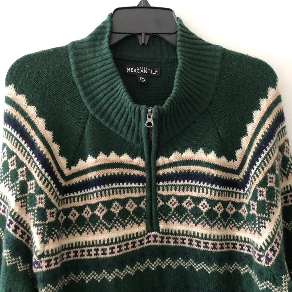 J. Crew Green Fair Isle Patterned Sweater XXL